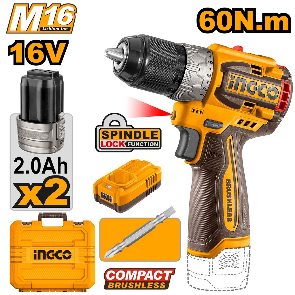 INGCO VISSEUSE A BATTERIE 16V AVEC 2 BATTERIES 2Ah AU MAROC [CDLI16682]