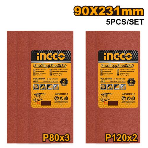 INGCO JEU FEUILLES ABRASIVES PONCAGE 5PCS 90*231MM FS320 AU MAROC [AKFS240101-1]