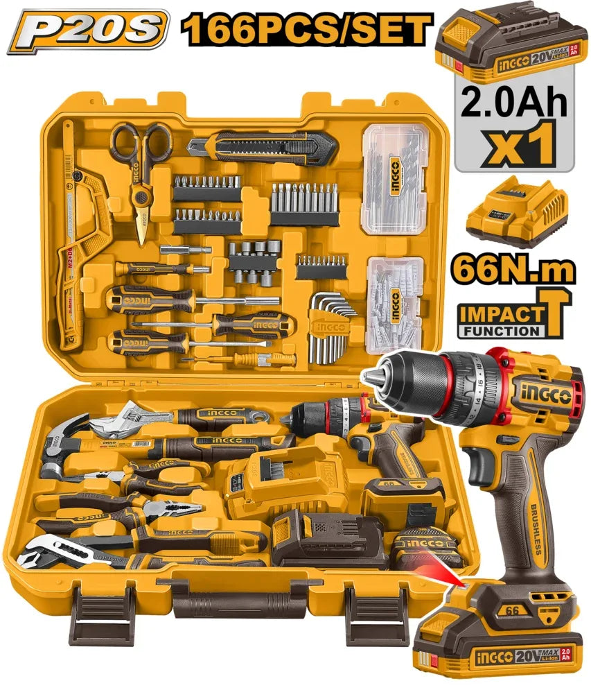 [HKTHP41662] INGCO SET VISSEUSE A PERCUSSION 66N.M AVEC 166 ACCESSOIRES AU MAROC [HKTHP41662]