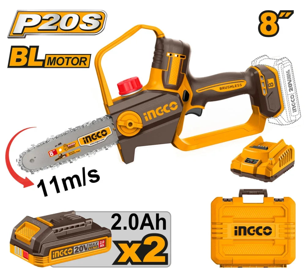 INGCO SCIE A CHAINE SANS FIL AVEC 2 BATT ET CHARGEUR AU MAROC [CGSLI20882]