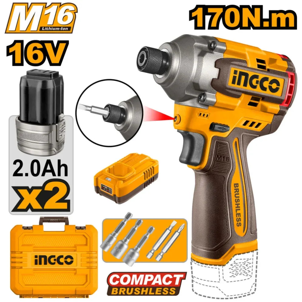 INGCO CLE A CHOC BRUSHLESS 16V 170 N.M INGCO AU MAROC [CIRLI16178]