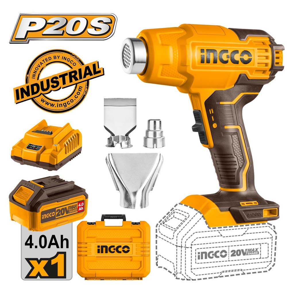 INGCO DECAPEUR THERMIQUE 20V+1BATT4AH+3ACCESSOIRES AU MAROC [HGLI20025]