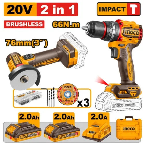 [CKLI20255] INGCO KIT COMBINE DE 2 MACHINES SANS FIL AU MAROC [CKLI20255]