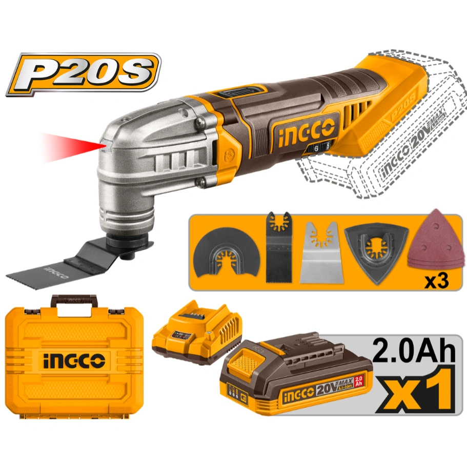 INGCO OUTIL MULTIFONCTION SANS FIL 20V AVEC 1BATT ET 1 CHARGEUR AU MAROC [CMLI20228]