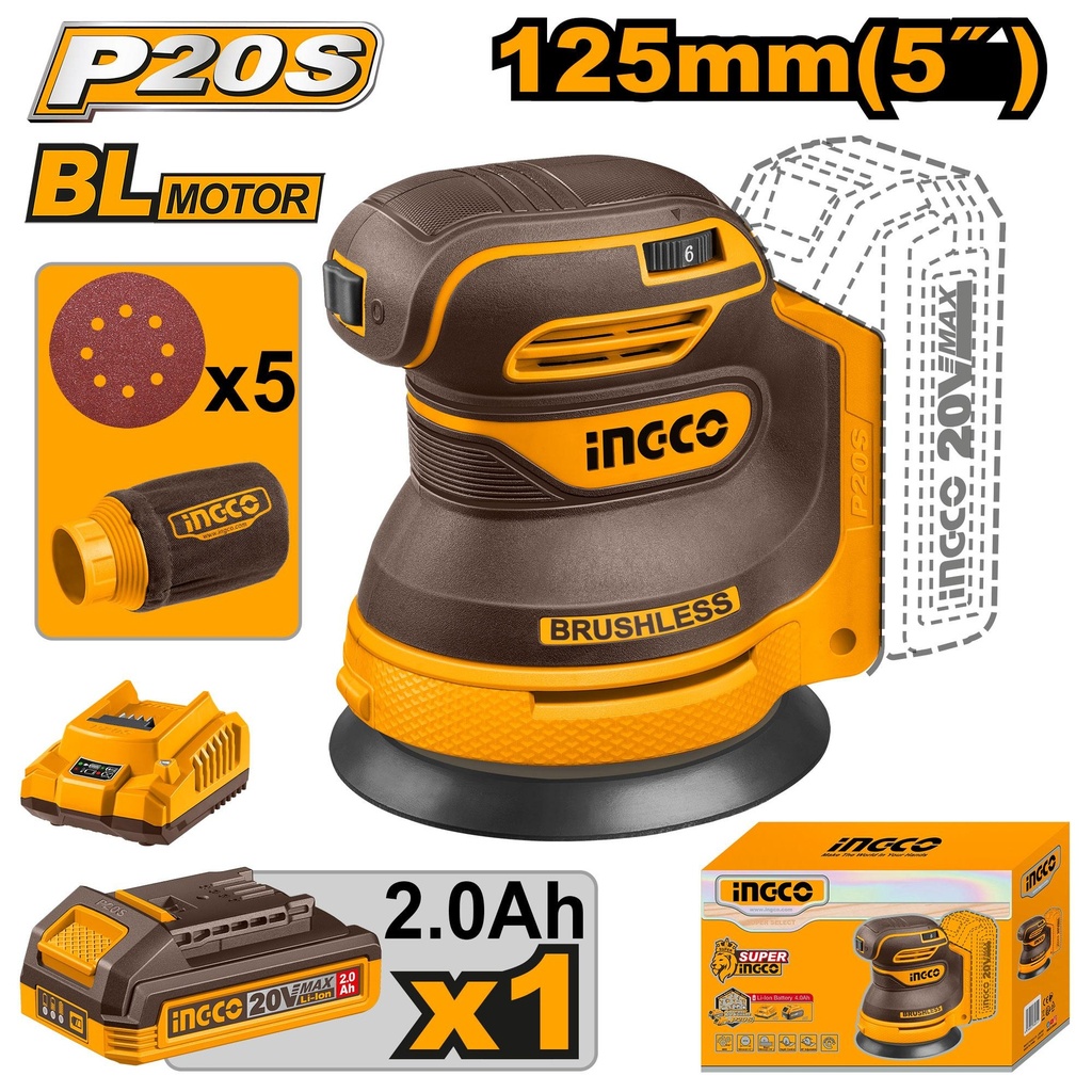 [CROSLI20021] INGCO PONCEUSE ORBITALE LITHIUM20V+ 1 BATTERIE AU MAROC [CROSLI20021]