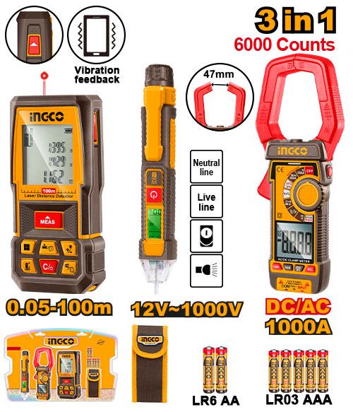 [HLDD241202] INGCO PACK TELEMETRE LASER + MULTIMETRE + DETECTEUR TENSION AU MAROC [HLDD241202]