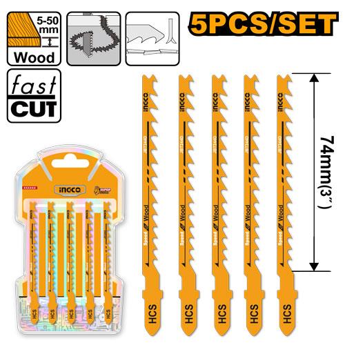 [JBT244D] INGCO LAMES SCIE SAUTEUSE 5 PCS POUR BOIS (DENTS74MM) AU MAROC [JBT244D]