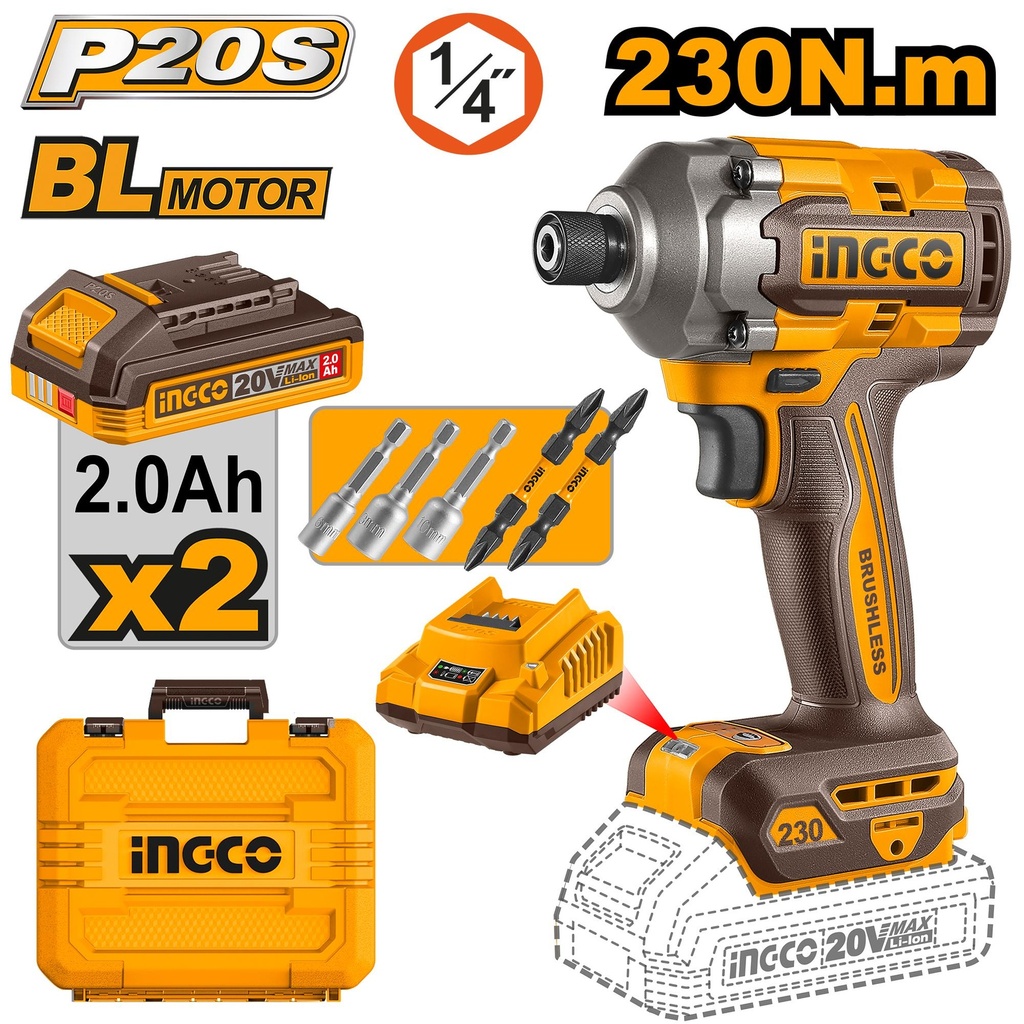 [CIRLI2023] INGCO VISSEUSE A CHOC 20V 230N/M NR - AU MAROC [CIRLI2023]