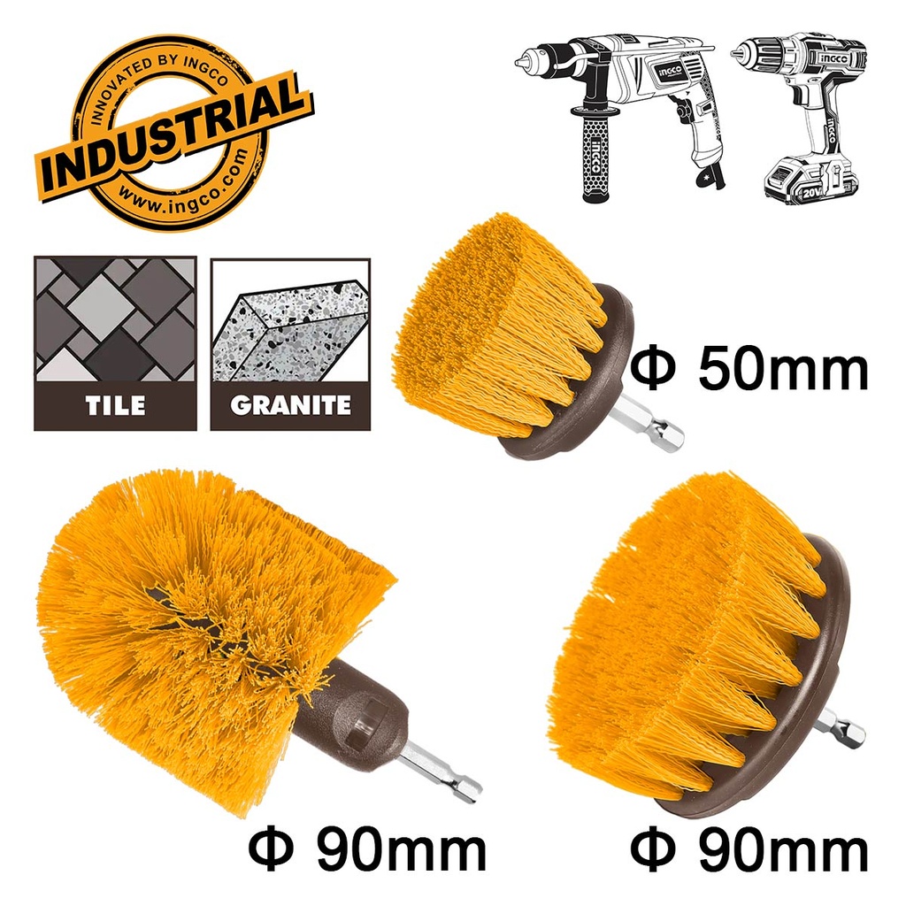 [WCBM0301] INGCO JEU DE 3 BROSSES DE NETTOYAGE POUR VISSEUSE A POILS SOUPLES AU MAROC [WCBM0301]