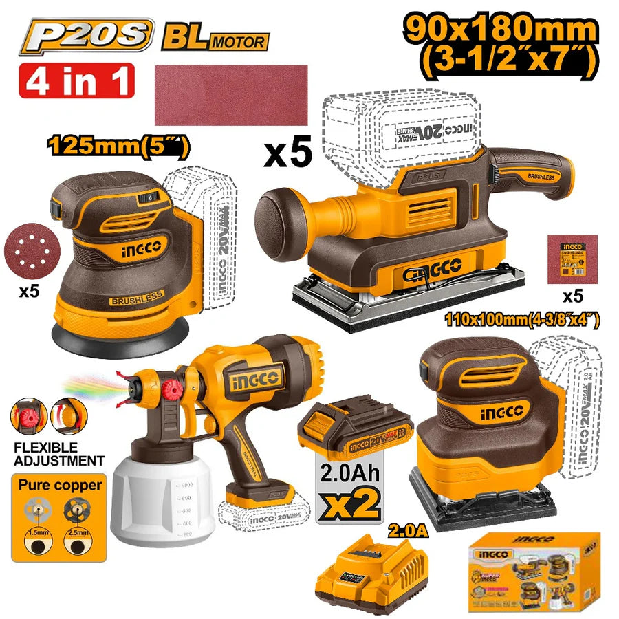 [COSLI250383] INGCO KIT COMBINÉ SANS FIL 4 PIÈCES AU MAROC [COSLI250383]