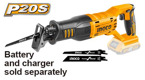 [CRSLI1151] Scie Sabre Sans Fil INGCO 20V | Batterie + Chargeur + 2 Lames | CRSLI1151