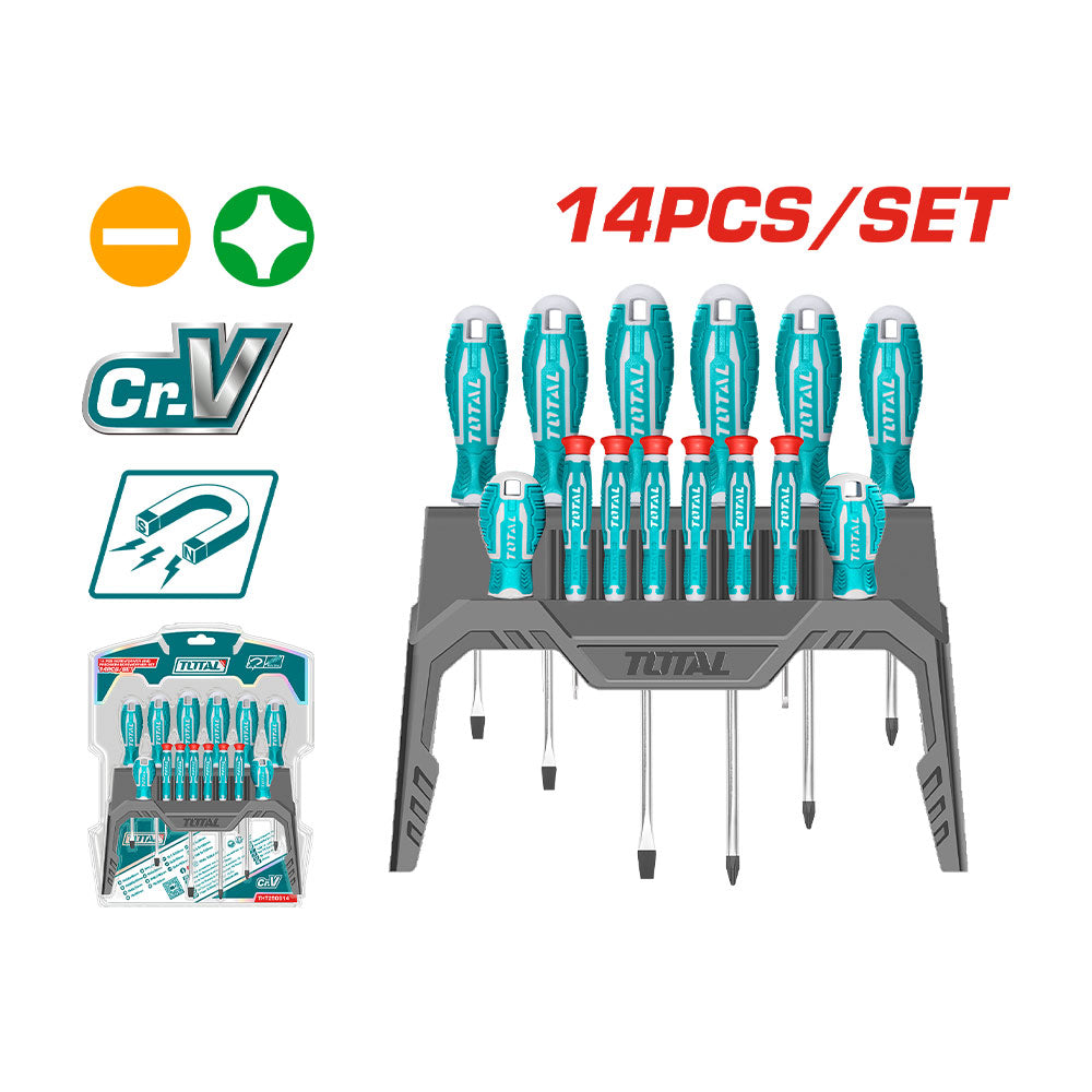 [THT250614] TOTAL COFFRET 14 TOURNEVIS ET TOURNEVIS DE PRÉCISION AU MAROC [THT250614]