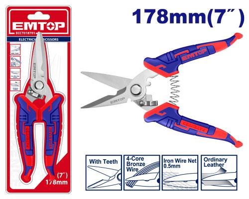 [ECCT018701] Ciseaux d'électricien - 178mm EMTOP | ECCT018701