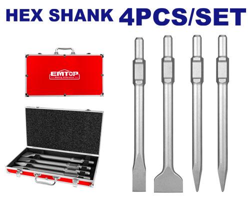 EMTOP JEU DE 4 CISEAUX HEXAGONAUX SDS [ ECHS0304375 ]