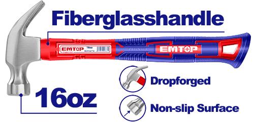 EMTOP MARTEAU DE MENUISIER AVEC MANCHE EN FIBRE DE VERRE - 450G [ EHAMCH1601 ]
