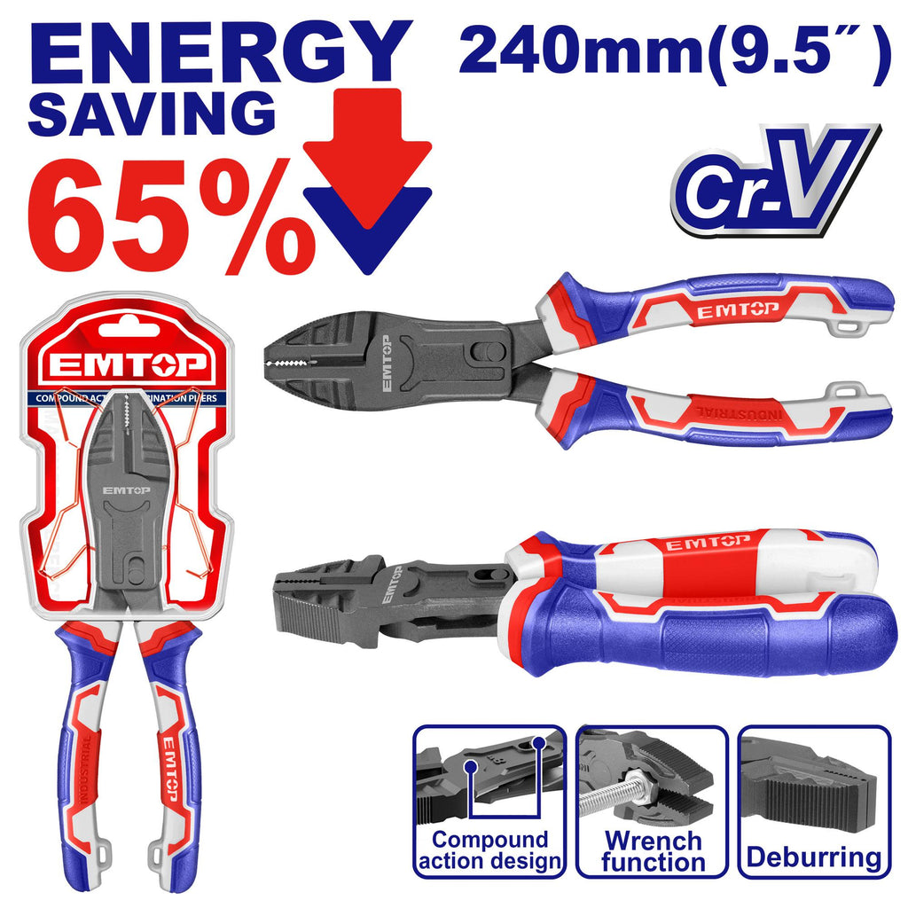 EMTOP PINCE UNIVERSELLE À ACTION COMPOSÉE 240MM [ EPLRCC0951 ]