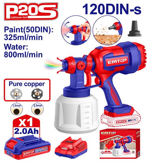 [ELSG20042] EMTOP PISTOLET DE PEINTURE SANS FIL + BATTERIE 2.0AH [ ELSG20042 ]