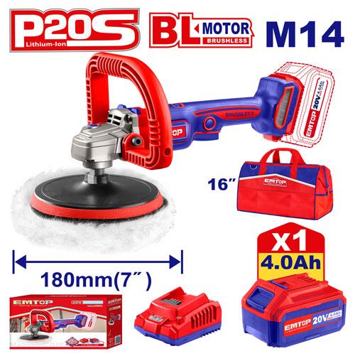 EMTOP POLISSEUSE 180MM SANS FIL 20V + BATTERIE 4.0AH [ ELAP20181 ]