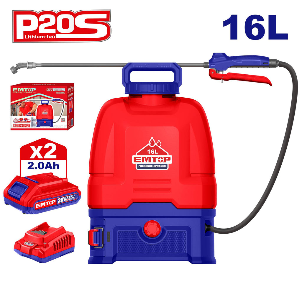 [ESPLI20162] EMTOP PULVÉRISATEUR À BATTERIE + BATTERIE 2.0AH [ ESPLI20162 ]