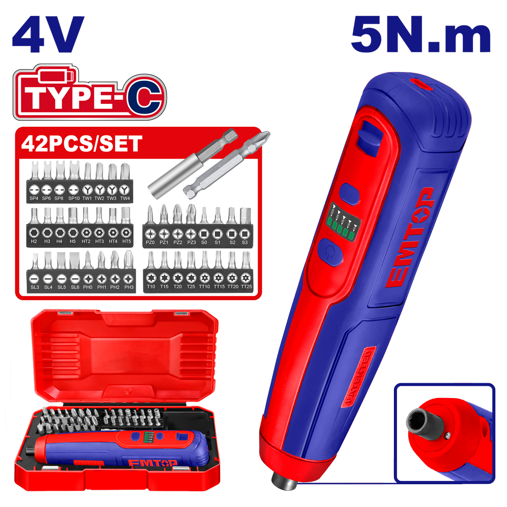 [ECSR0406] EMTOP TOURNEVIS SANS FIL 4V 5Nm - TYPE C [ ECSR0406 ]