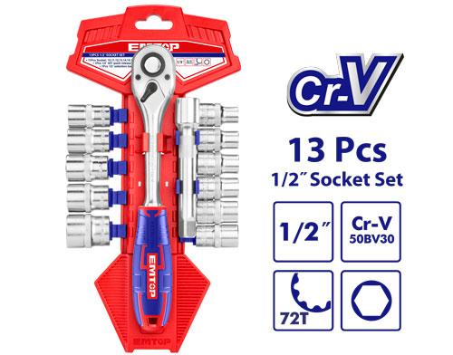 [ESKT12131] Jeu de 13 douilles 1/2" EMTOP | ESKT12131