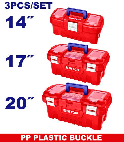 Jeu de 3 boîtes à outils en pp 14" - 17" - 20" EMTOP | EPBXK0301