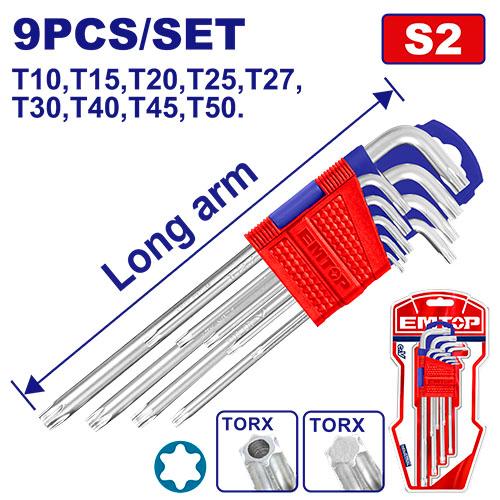 Jeu de 9 clé torx long EMTOP | EHKY3091