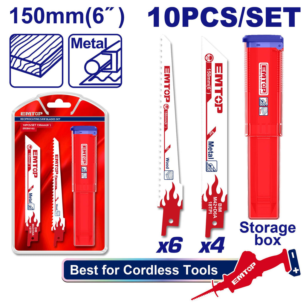 [ERSB0102] Jeu de lames de scie sabre EMTOP | ERSB0102