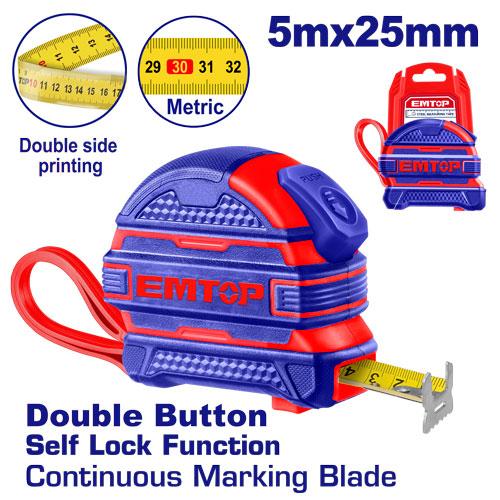 Mètre à ruban en acier 5mx25mm EMTOP | EMTP2525M