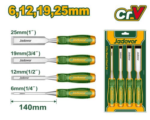 JADEVER JEU DE 4 CISEAUX A BOIS 12MM -19MM-25MM AU MAROC [JDWC2204]