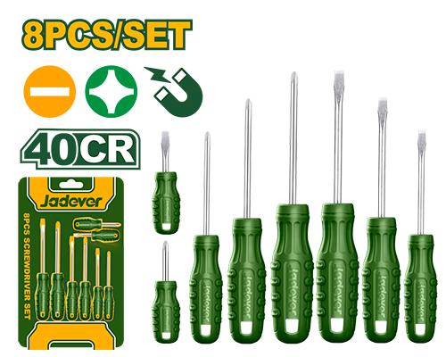 JADEVER JEU DE 8 TOURNEVIS SL6,5X38 PH2X38 SL3X75 SL5,5 X75 SL6,5X100 PH0X75 PH1X72 PH2X100 AU MAROC [JDSS2408]