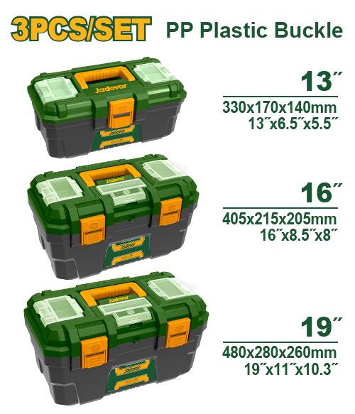 JADEVER JEU DE BOÎTES À OUTILS EN PLASTIQUE 3PCS AU MAROC [JDTB2103]
