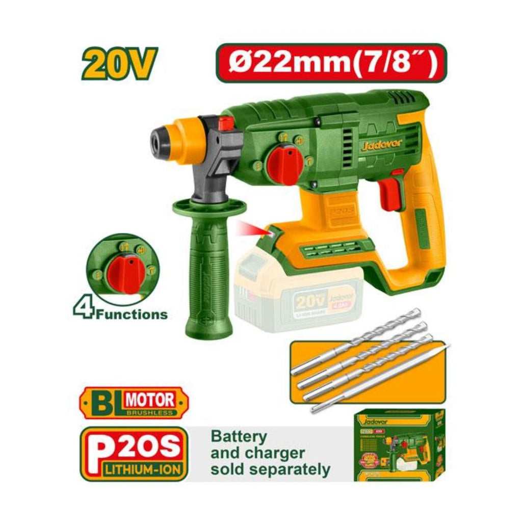 JADEVER MARTEAU PERFORATEUR BRUSHLESS 20V 22MM SANS BATTERIE SANS CHARGEUR AU MAROC [JDLM15220]
