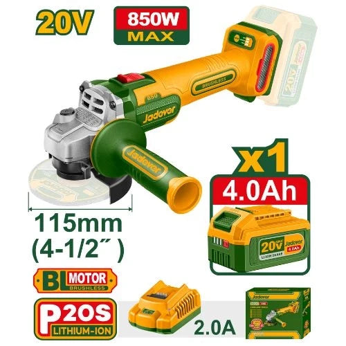 JADEVER MEULEUSE D’ANGLE 20V 115MM + 1BATT 4,0AH AVEC CHARGEUR AU MAROC [JDLAP5421]