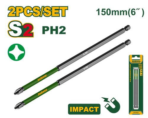 [JDSV4K64] JADEVER SET 2 EMBOUTS DE TOURNEVIS À PERCUSSION PH2*150MM AU MAROC [JDSV4K64]