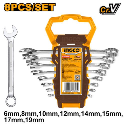INGCO JEU DE 8 CLES MIXTES 6MM A 19MM AU MAROC [HKSPA1088]