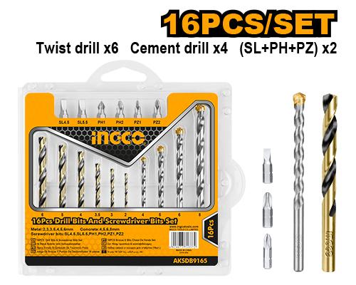 [AKSDB9165] INGCO SET DE FORETS ET EMBOUTS 16 PIECES AU MAROC [AKSDB9165]
