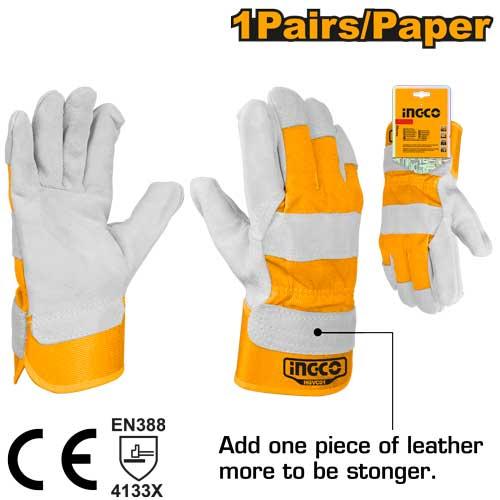 INGCO GANTS EN CUIR DE VEAU RETOURNE GANTS EN CUIR AU MAROC [HGVC01]