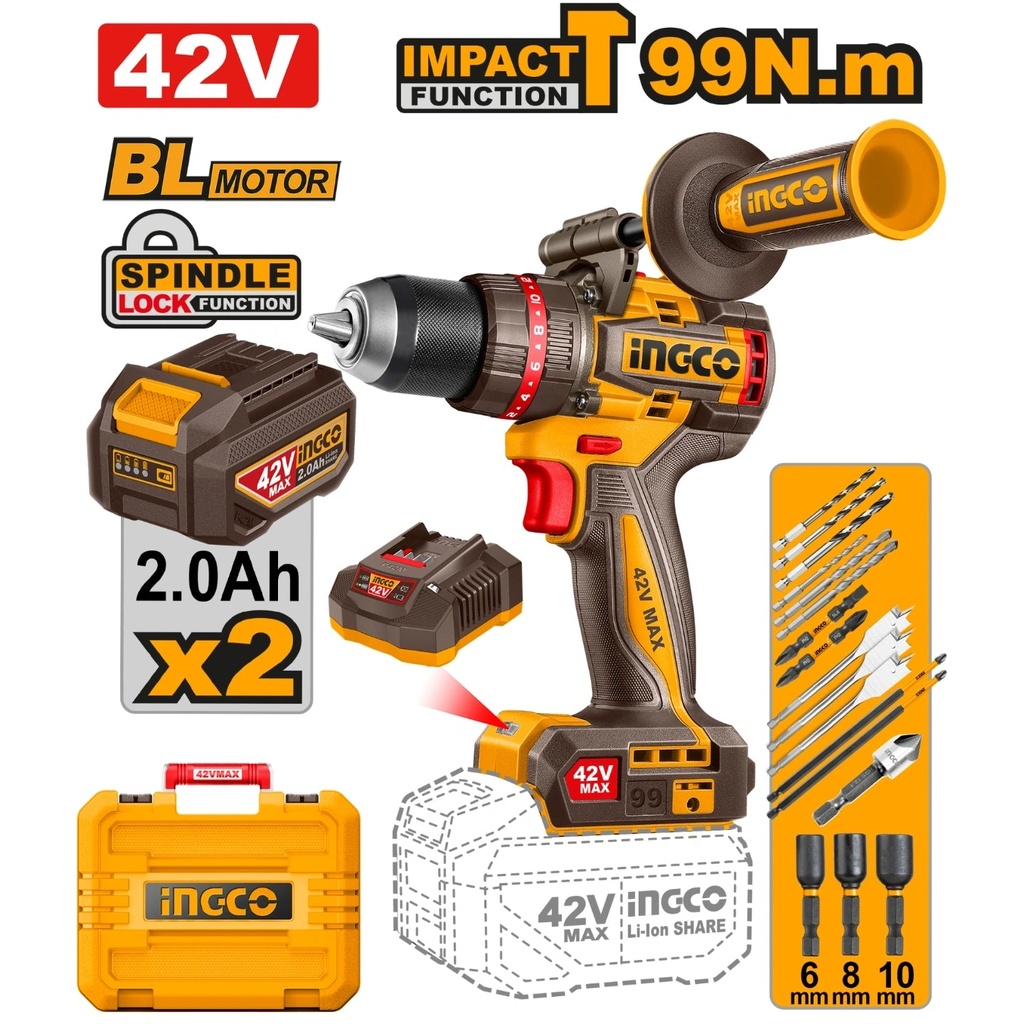 [CIDLI429982] INGCO PERCEUSE-VISSEUSE 42V+2BAT 99NM BALAIS AU MAROC [CIDLI429982]