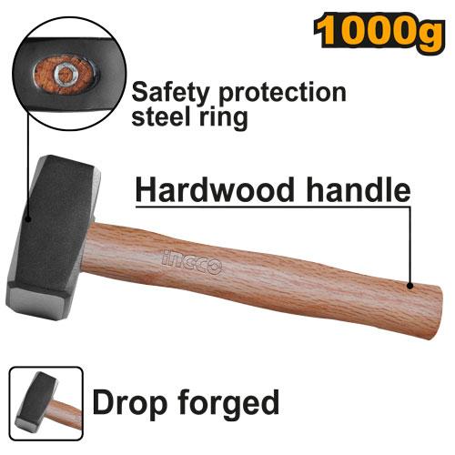 [HSTH041000] INGCO MASSETTE 1KG POIGNEE EN BOIS DUR SS AU MAROC [HSTH041000]