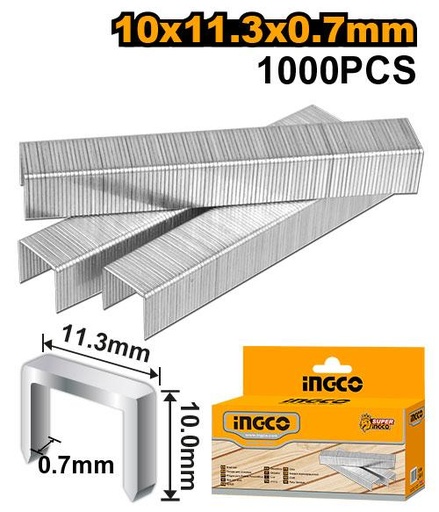 INGCO BOITE AGRAFE 1000PCS 10MM 0.7MM HSG1403 AU MAROC [STS0110]