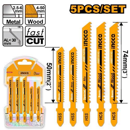 5PCS / Set Set Ensemble de lames de scie sauteuse adapté pour le bois, le métal et l’aluminium AKJ0051 ING-HT AU MAROC